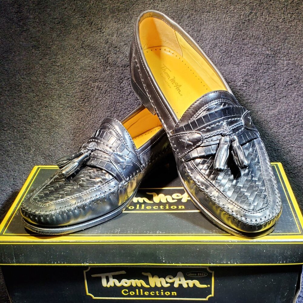 VINTAGE THOM McAN PEARSON WOVEN TOE KILTIE TASSEL SLIP ON LOAFERS